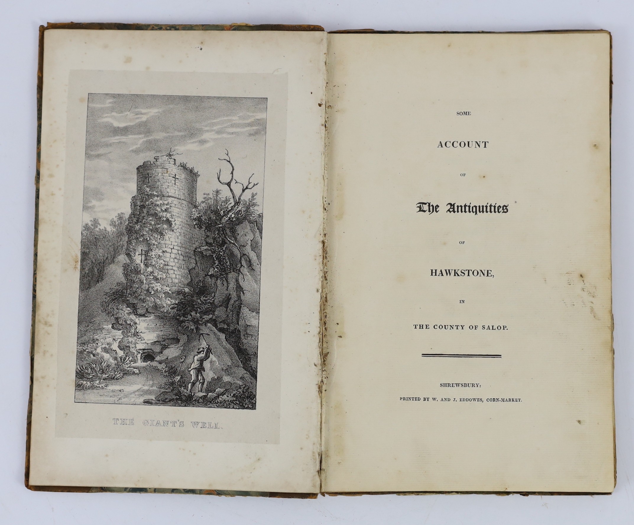 SALOP: Hodge, W. - An Historical Account of Ludlow Castle; the ancient palace of the Prince of Wales ... 2 plates, subscribers list; 19th cent. half morocco and cloth, gilt-panelled spine. 1794